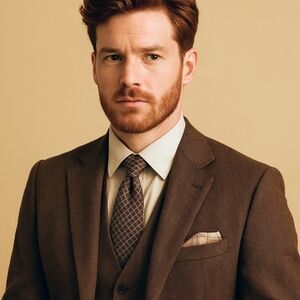 Burberry Classic Cut Diamond Argyle Woven Print Silk Necktie Copper Brown Cream